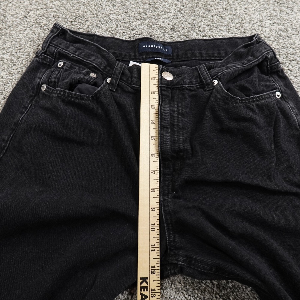 Aeropostale Jeans Womens 10 Dark Black Denim Pants Hi Rise 90s Baggy Straight - Picture 5 of 13